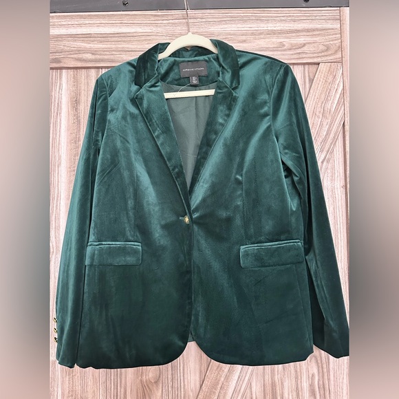 Adrienne Vittadini Teal Velvet Blazer - Picture 11 of 16